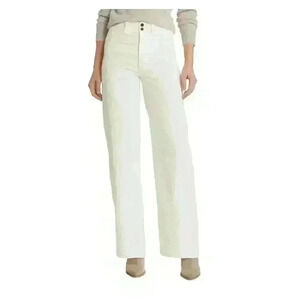 FAHERTY White Relaxed Fit Stretch Corduroy Flare Leg Pants Women Size 27 New